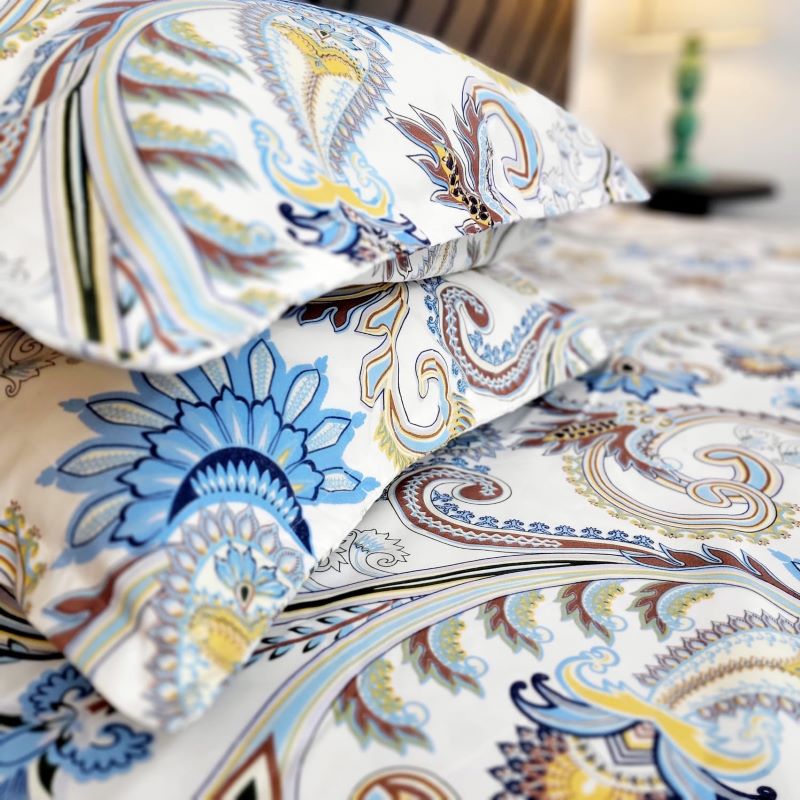 Comforter Bedding Combo Set Double Bed, Microfiber, Paisley Ivory White