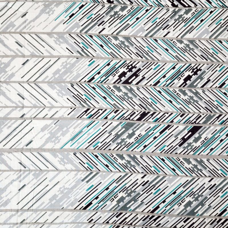 Dohar 100% Cambric Cotton Reversible Double Bed AC Blanket, Abstract Grey Teal