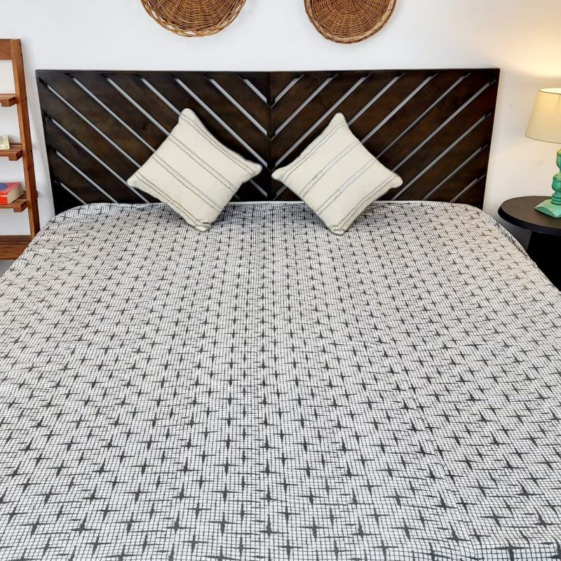 Dohar 100% Cambric Cotton Reversible Double Bed AC Blanket, Grey Stars