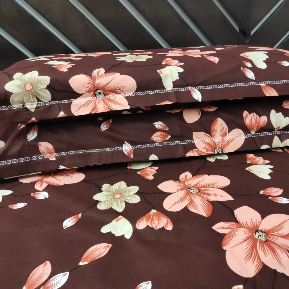 Temptations King Size Bedsheet Set with 2 Pillow Covers, 100% Cotton, Fade Resistant, Dark Color