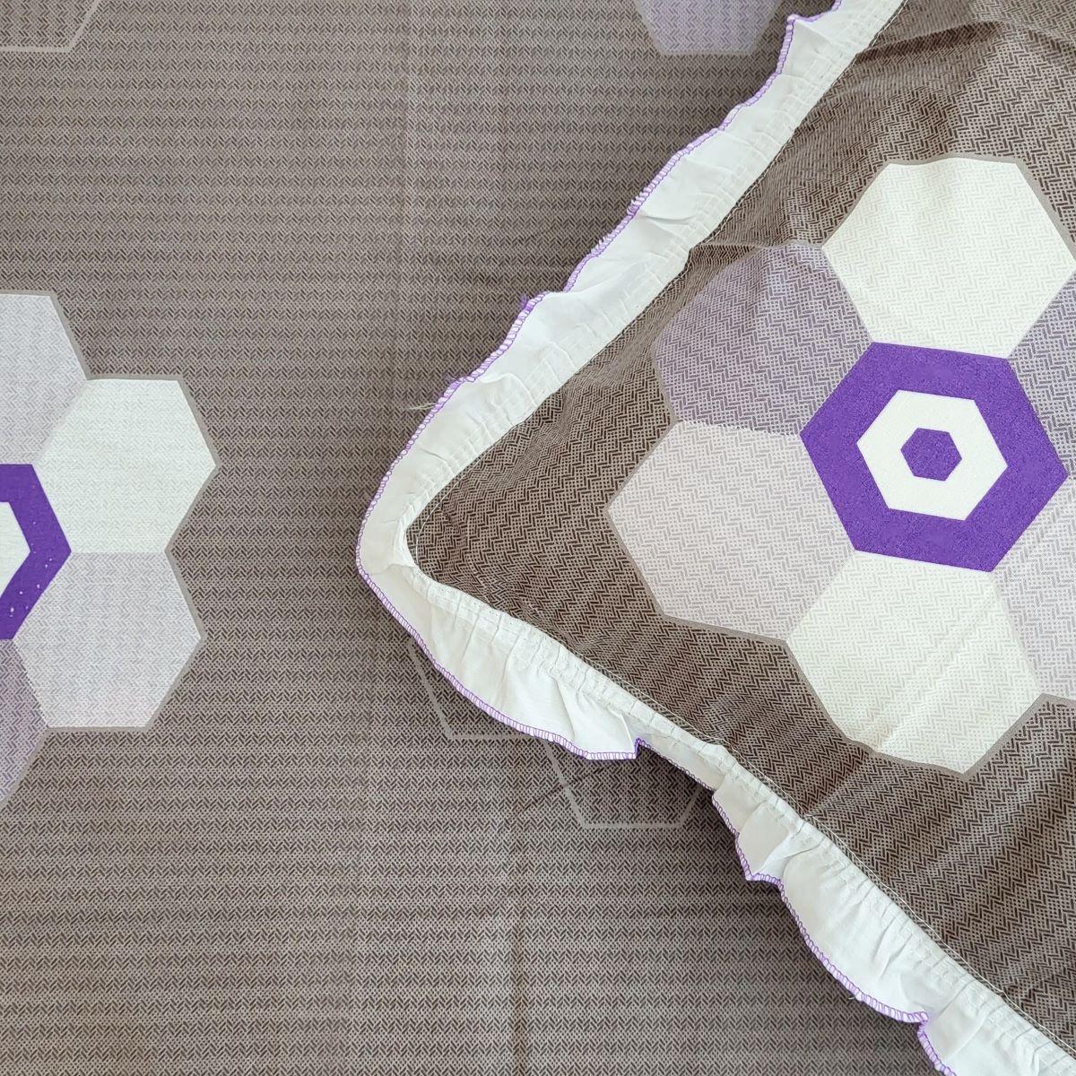 Urban Layers Pure Cotton Double Bedsheet, Purple Grey