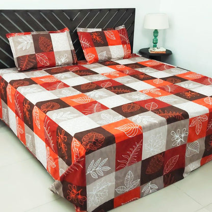 Temptations 100% Cotton King Bedsheet with 2 Pillow Covers 144 TC Procion, Orange