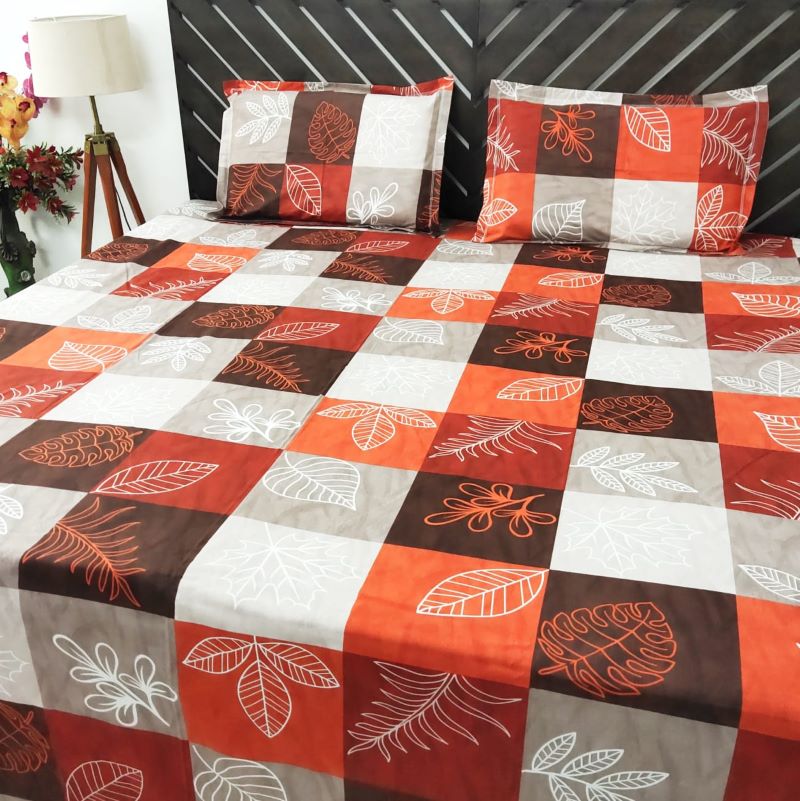 Temptations 100% Cotton King Bedsheet with 2 Pillow Covers 144 TC Procion, Orange