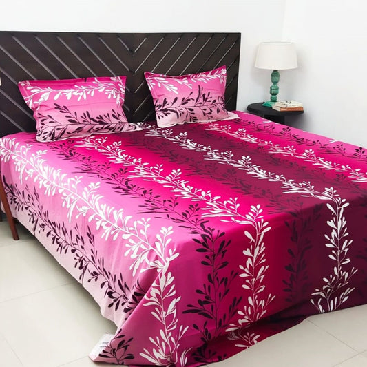 Temptations 100% Cotton King Bedsheet with 2 Pillow Covers 144 TC Procion, Pink