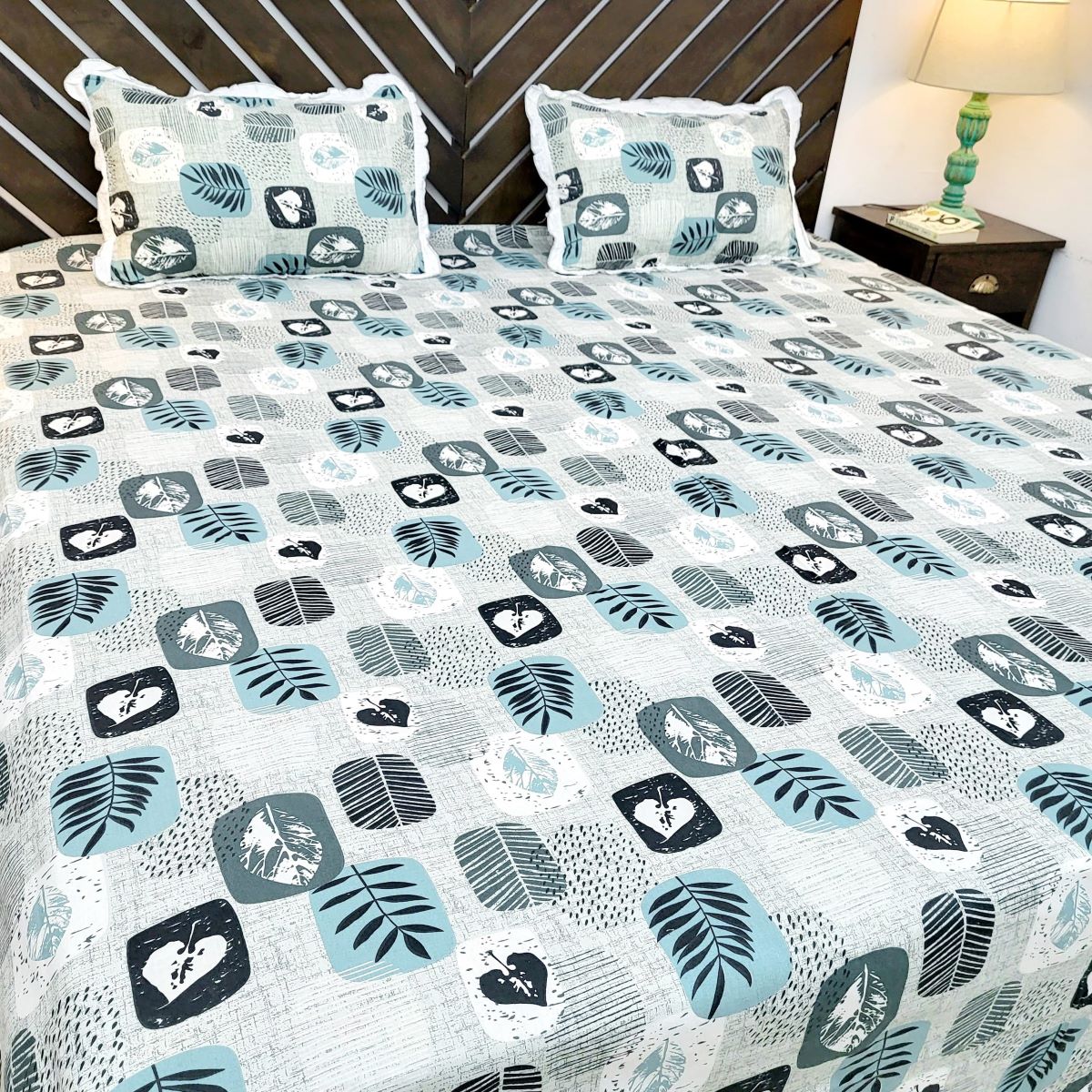 Urban Layers Pure Cotton Double Bedsheet, Petal Cyan