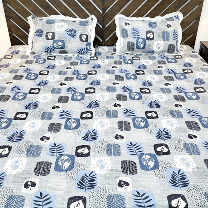 Urban Layers Pure Cotton Double Bedsheet, Misty Blue