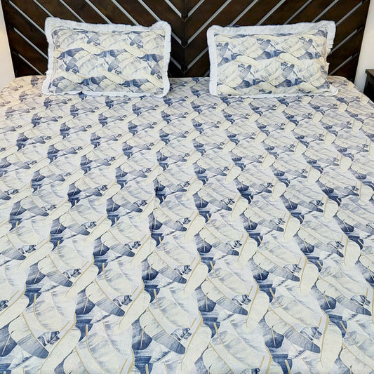 Urban Layers Pure Cotton Double Bedsheet, Feather Blue